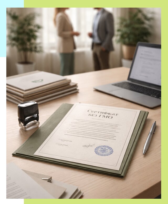 Сертификат без ГМО в Череповце от 7666 р. оформить срочно Алешин-Чрп